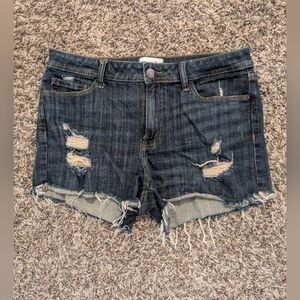Denim Cut Off Jean Shorts Dark Wash Distressed Sz 30 US 8-10